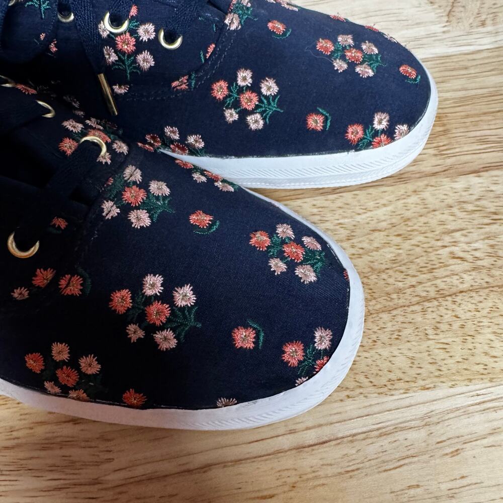 Keds x Rifle Paper Co. Blue Embroidered Floral Sneakers Size 9.5 Spring Cottage - Picture 4 of 8